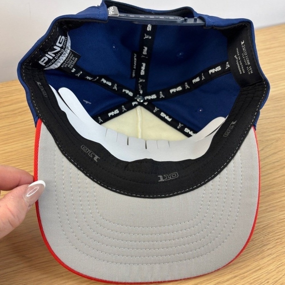 PING Flexfit 110 Snapback Golf Hat OSFM Blue White Red Rope Cap New - Picture 7 of 9